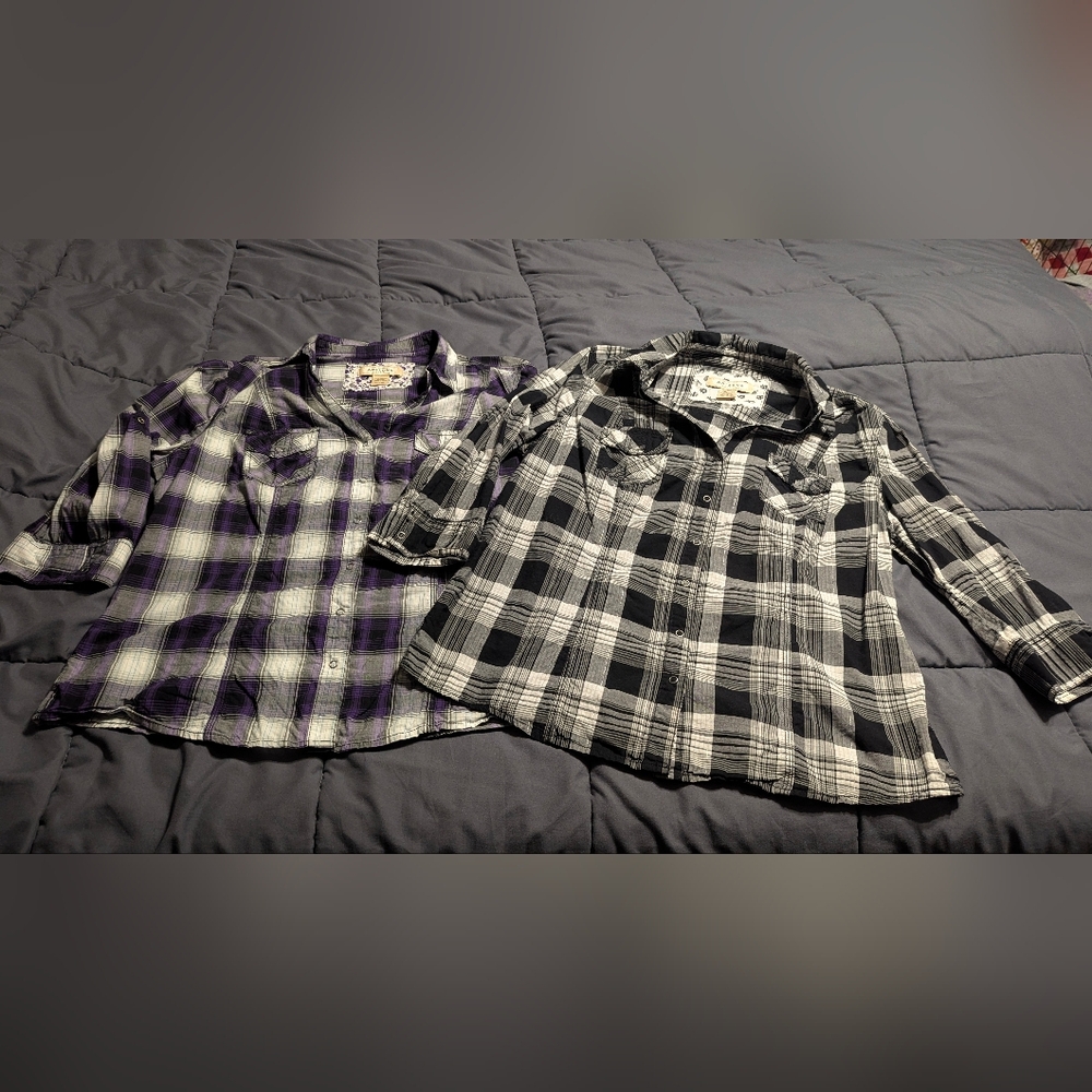🔥🔥Bundle Alert 2 Vintage Arizona Jean Co Plaid Button-Up Shirts Size XL